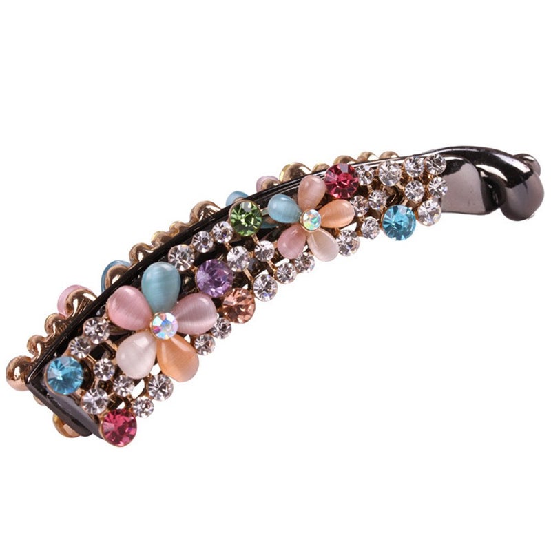 Ruihfas Sparkly Crystal Rhinestone Banana Hair Clips Comb for Lady Women Ponytail Holder (Mulitcolor) - Image 1